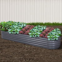 Greenfingers Garden Bed 320X80X42cm Oval Planter Box Raised Container Galvanised - ElectronX Plus