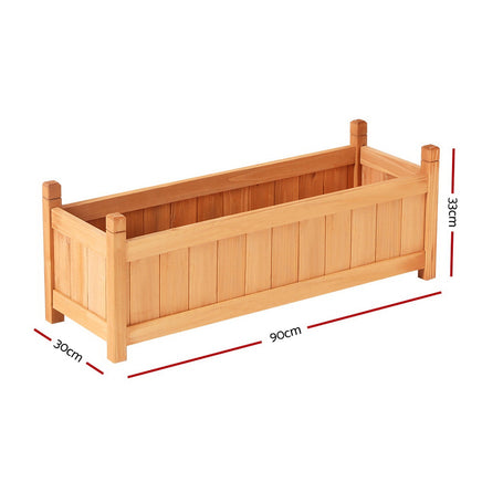 Greenfingers Garden Bed 90x30x33cm Wooden Planter Box Raised Container Growing - ElectronX Plus