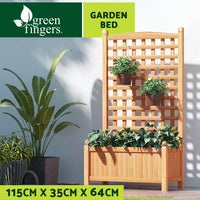 Greenfingers Garden Bed Wooden 64x35x115cm Planter Raised Box Container Trellis - ElectronX Plus