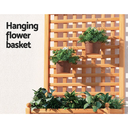 Greenfingers Garden Bed Wooden 64x35x115cm Planter Raised Box Container Trellis - ElectronX Plus