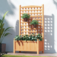 Greenfingers Garden Bed Wooden 64x35x115cm Planter Raised Box Container Trellis - ElectronX Plus