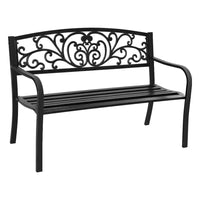 Gardeon Outdoor Garden Bench Seat Steel Outdoor Furniture 3 Seater Park Black - ElectronX Plus