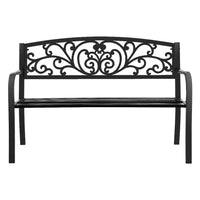 Gardeon Outdoor Garden Bench Seat Steel Outdoor Furniture 3 Seater Park Black - ElectronX Plus