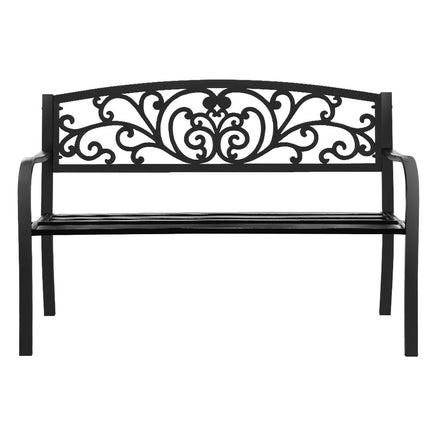 Gardeon Outdoor Garden Bench Seat Steel Outdoor Furniture 3 Seater Park Black - ElectronX Plus