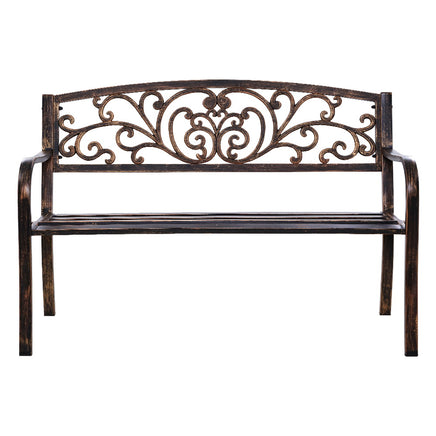 Gardeon Outdoor Garden Bench Seat Steel Outdoor Furniture 3 Seater Park Bronze - ElectronX Plus