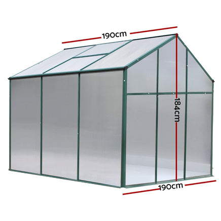 Greenfingers Greenhouse 1.9x1.9x1.83M Aluminium Polycarbonate Green House Garden Shed - ElectronX Plus