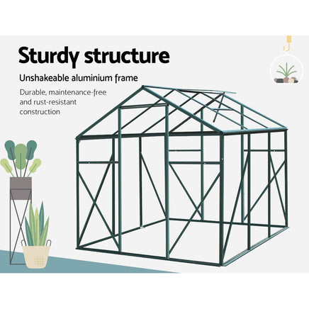 Greenfingers Greenhouse 1.9x1.9x1.83M Aluminium Polycarbonate Green House Garden Shed - ElectronX Plus