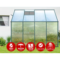 Greenfingers Greenhouse 2.52x1.27x2.13M Lean-to Aluminium Polycarbonate Green House Garden Shed - ElectronX Plus