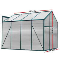 Greenfingers Greenhouse 2.52x1.9x1.83M Aluminium Polycarbonate Green House Garden Shed - ElectronX Plus