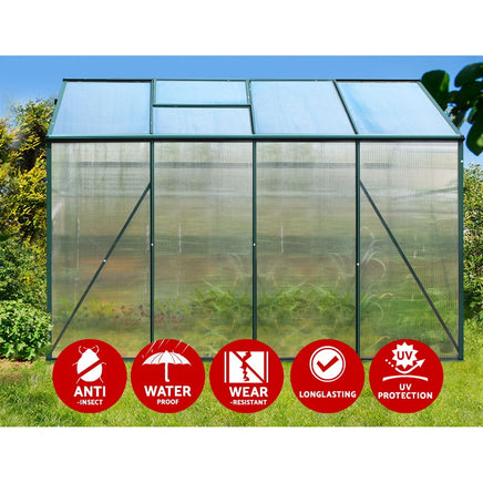 Greenfingers Greenhouse 2.52x1.9x1.83M Aluminium Polycarbonate Green House Garden Shed - ElectronX Plus