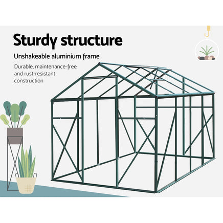 Greenfingers Greenhouse 2.52x1.9x1.83M Aluminium Polycarbonate Green House Garden Shed - ElectronX Plus