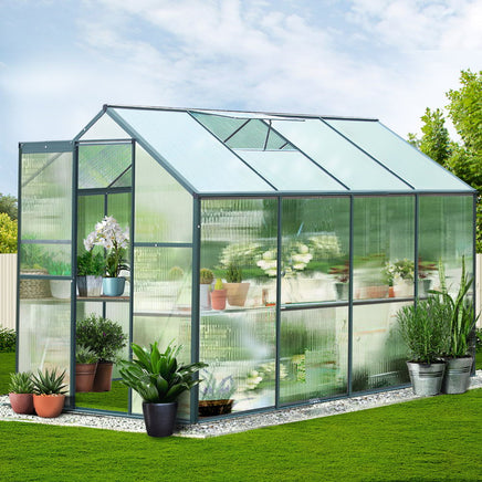 Greenfingers Greenhouse 2.52x1.9x1.83M Aluminium Polycarbonate Green House Garden Shed - ElectronX Plus