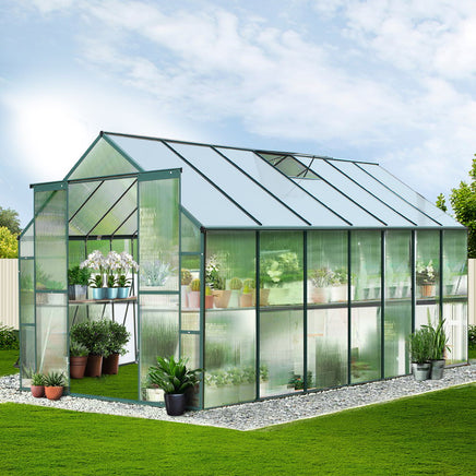 Greenfingers Greenhouse 4.43x2.44x2.15M Aluminium Polycarbonate Green House Garden Shed - ElectronX Plus