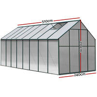 Greenfingers Greenhouse 5.1x2.44x2.1M Aluminium Polycarbonate Green House Garden Shed - ElectronX Plus