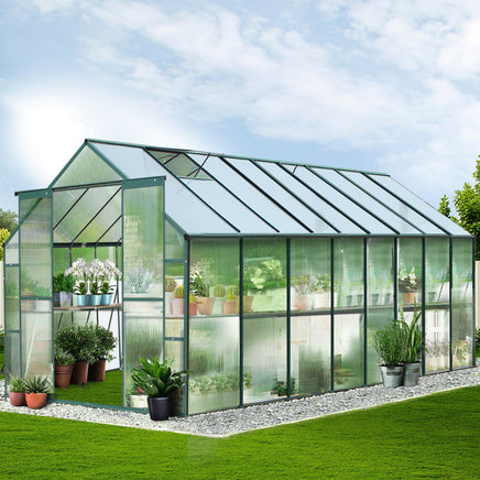 Greenfingers Greenhouse 5.1x2.44x2.1M Aluminium Polycarbonate Green House Garden Shed - ElectronX Plus