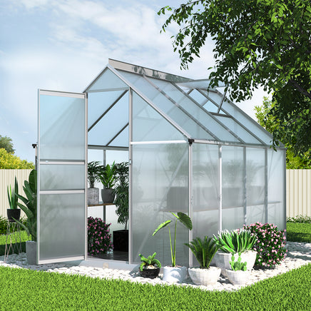 Greenfingers Greenhouse Aluminium Green House Polycarbonate Garden Shed 2.4x1.9M - ElectronX Plus