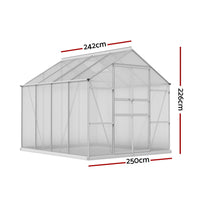 Greenfingers Aluminium Greenhouse Green House Polycarbonate Garden Shed 2.4x2.5M - ElectronX Plus