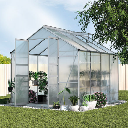 Greenfingers Aluminium Greenhouse Green House Polycarbonate Garden Shed 2.4x2.5M - ElectronX Plus