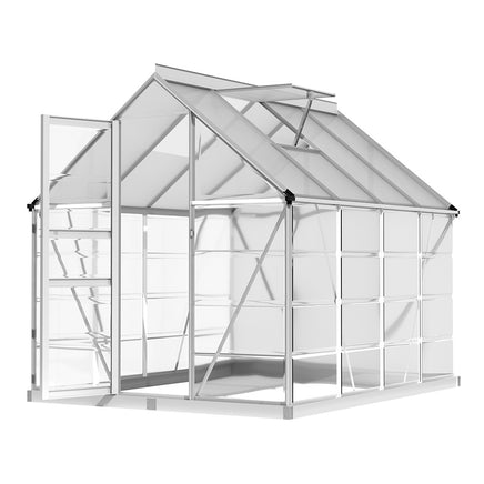 Greenfingers Greenhouse 2.48x1.89x2M Aluminium Polycarbonate Green House Garden Shed - ElectronX Plus