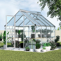 Greenfingers Greenhouse 2.48x1.89x2M Aluminium Polycarbonate Green House Garden Shed - ElectronX Plus