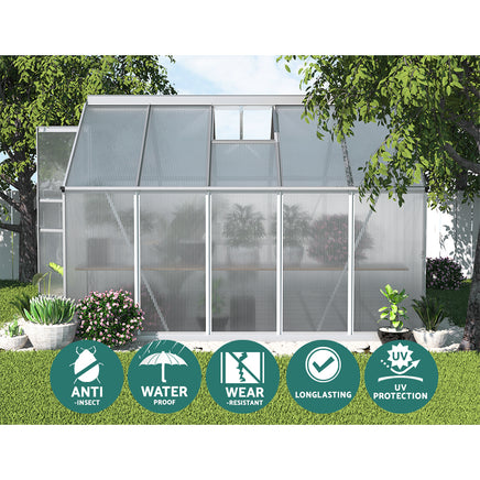 Greenfingers Greenhouse 3x2.5x1.95M Aluminium Polycarbonate Green House Garden Shed - ElectronX Plus