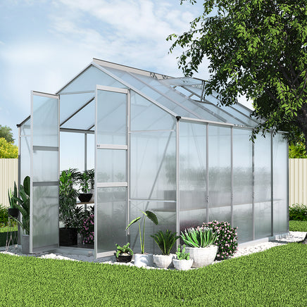 Greenfingers Greenhouse 3x2.5x2.26M Double Doors Aluminium Green House Garden Shed - ElectronX Plus