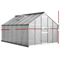 Greenfingers Greenhouse 3.6x2.5x1.95M Aluminium Polycarbonate Green House Garden Shed - ElectronX Plus