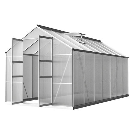 Greenfingers Greenhouse 4.1x2.5x2.26M Double Doors Aluminium Green House Garden Shed - ElectronX Plus