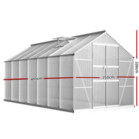 Greenfingers Greenhouse 4.1x2.5x2.26M Double Doors Aluminium Green House Garden Shed - ElectronX Plus