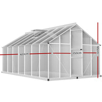 Greenfingers Greenhouse 4.2x2.5x1.95M Aluminium Polycarbonate Green House Garden Shed - ElectronX Plus