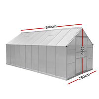 Greenfingers Greenhouse 5.1x2.5x2.26M Double Doors Aluminium Green House Garden Shed - ElectronX Plus