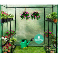 Greenfingers Greenhouse 1.4x1.55x2M Walk in Green House Tunnel Plant Garden Shed 8 Shelves - ElectronX Plus