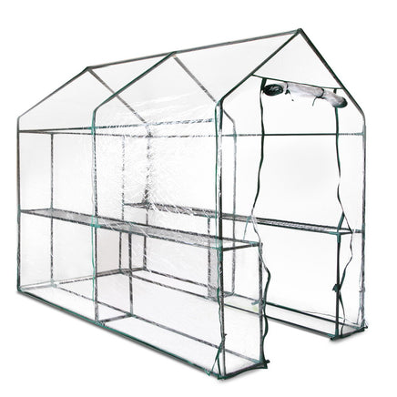 Greenfingers Greenhouse 1.2x1.9x1.9M Walk in Green House Tunnel Clear Garden Shed 4 Shelves - ElectronX Plus