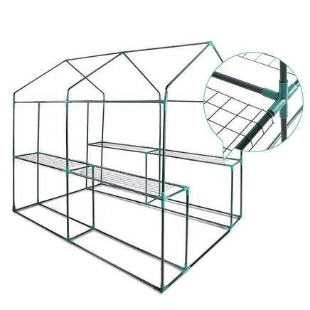 Greenfingers Greenhouse 1.2x1.9x1.9M Walk in Green House Tunnel Clear Garden Shed 4 Shelves - ElectronX Plus