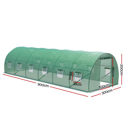 Greenfingers Greenhouse Walk in Green House Tunnel Plant Garden Shed Dome 9x3x2M - ElectronX Plus