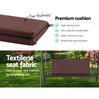 Gardeon Outdoor Swing Chair Garden Bench Furniture Canopy 3 Seater Brown - ElectronX Plus