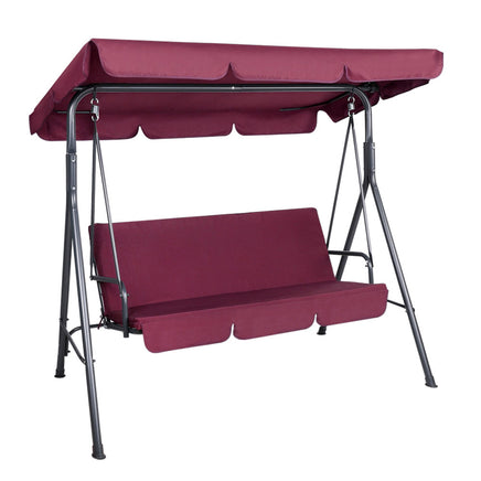 Gardeon Outdoor Swing Chair Garden Bench Furniture Canopy 3 Seater Wine Red - ElectronX Plus