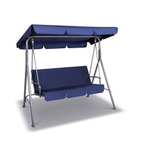 Gardeon Outdoor Swing Chair Garden Bench Furniture Canopy 3 Seater Navy - ElectronX Plus