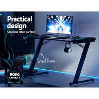 Artiss Gaming Desk Computer Desks LED Light 120CM - ElectronX Plus