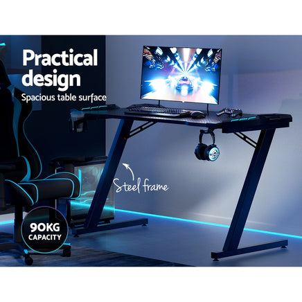 Artiss Gaming Desk Computer Desks LED Light 120CM - ElectronX Plus