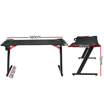 Artiss Gaming Desk Computer Desks LED Light 140CM - ElectronX Plus