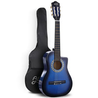 Alpha 34 Inch Classical Guitar Wooden Body Nylon String Beginner Kids Gift Blue - ElectronX Plus