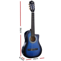 Alpha 34 Inch Classical Guitar Wooden Body Nylon String Beginner Kids Gift Blue - ElectronX Plus