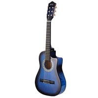 Alpha 34 Inch Classical Guitar Wooden Body Nylon String Beginner Kids Gift Blue - ElectronX Plus