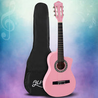 Alpha 34 Inch Classical Guitar Wooden Body Nylon String Beginner Kids Gift Pink - ElectronX Plus