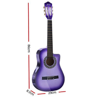 Alpha 34 Inch Classical Guitar Wooden Body Nylon String Beginner Kids Gift Purple - ElectronX Plus