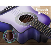 Alpha 34 Inch Classical Guitar Wooden Body Nylon String Beginner Kids Gift Purple - ElectronX Plus