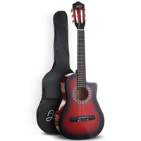 Alpha 34 Inch Classical Guitar Wooden Body Nylon String Beginner Kids Gift Red - ElectronX Plus