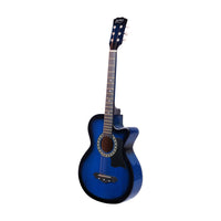 Alpha 38 Inch Acoustic Guitar Wooden Body Steel String Full Size w/ Stand Blue - ElectronX Plus