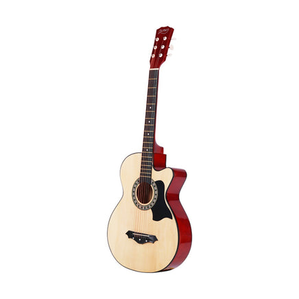 Alpha 38 Inch Acoustic Guitar Wooden Body Steel String Full Size w/ Stand Wood - ElectronX Plus